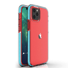 Telefoniümbris Hurtel Spring TPU gel, Apple iPhone 13 Pro, läbipaistev helesinise raamiga