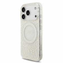Telefoniümbris Guess IML Flowers Electro Pearl Strap MagSafe, Apple iPhone 17 Pro, valge