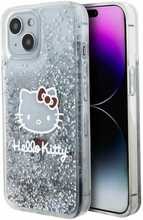 Telefoniümbris Hello Kitty Liquid Glitter Charms Kitty Head HKHCP15SLIKHET, Apple iPhone 13/14/15, hõbedane