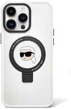 Telefoniümbris Karl Lagerfeld KLHMP15LHMRSKHH Ring Stand Karl Head MagSafe, Apple iPhone 15 Pro, valge