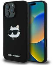 Telefoniümbris Karl Lagerfeld Liquid silikon Choupette Head KLHMP16LSCHPPLK, Apple iPhone 16 Pro, must
