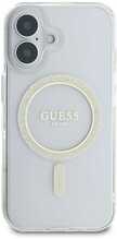 Telefoniümbris Guess IML Glitter Ring MagSafe GUHMP16SHFGERET, Apple iPhone 16, läbipaistev