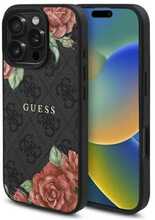 Telefoniümbris Guess GUHMP16XP4ROPEMCK 4G Flowers Print MagSafe, Apple iPhone 16 Pro Max, must