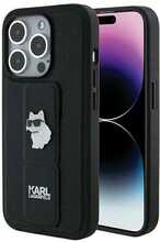 Telefoniümbris Karl Lagerfeld Gripstand Saffiano Choupette Pins KLHCP14XGSACHPK, Apple iPhone 14 Pro Max, must