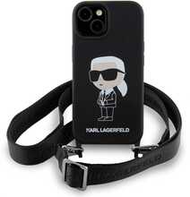 Telefoniümbris Karl Lagerfeld KLHCP15SSCBSKNK Crossbody Silicone Ikonik, Apple iPhone 15, must