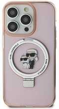 Telefoniümbris Karl Lagerfeld Ring Stand Karl&Choupette MagSafe KLHMP15SHMRSKCP, Apple iPhone 15 6.1, roosa