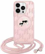 Telefoniümbris Karl Lagerfeld IML Crossbody Monogram KLHMP15XHCKCKLCP, Apple iPhone 15 Pro Max, roosa