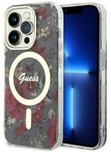 Telefoniümbris Guess Flower MagSafe GUHMP14LHCFWSA, Apple iPhone 14 Pro, roheline/khaki