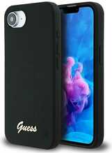 Telefoniümbris Guess Silicone Script Metal Logo MagSafe GUHMPSE4SMBSLK, Apple iPhone 16e, must