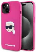 Telefoniümbris Karl Lagerfeld KLHMP15SSKHPPLF, Apple iPhone 15 6.1, fuksia, silikoon, Karl Head Print, MagSafe