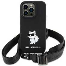 Telefoniümbris Karl Lagerfeld Crossbody Silicone Choupette KLHCP15SSCBSCNK, Apple iPhone 15, must