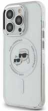 Telefoniükaas Karl Lagerfeld IML K&CH Heads Metal Frame MagSafe, Apple iPhone 15 Pro, áras/valge