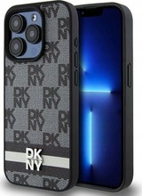 DKNY DKHCP15XPCPTSSK nahast ümbris, Apple iPhone 15 Pro Max, must, Checkered Mono Pattern & Printed Stripes