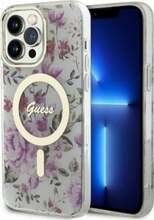 Telefoniümbris Guess Flower MagSafe GUHMP14XHCFWST, Apple iPhone 14 Pro Max, läbipaistev