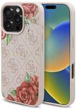 Telefoniümbris Guess GUHMP16LP4ROPEMCP 4G Flowers Print MagSafe, Apple iPhone 16 Pro, roosa