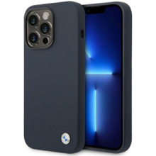 Telefoniümbris BMW Silicone Metal Logo MagSafe BMHMP14XSILNA, Apple iPhone 14 Pro Max, tumesinine