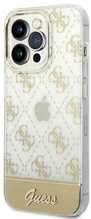 Telefoniümbris Guess GUHCP14LHG4MHG Peony Glitter Script Logo, Apple iPhone 14 Pro, kuldne