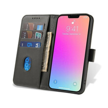 Telefoniümbris Hurtel Magnet Case, Apple iPhone 14 Pro Max, must, klapiga ja alusega