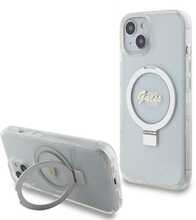 Telefoniümbris Guess Ring Stand Script Glitter MagSafe GUHMP15SHRSGSD, Apple iPhone 13/14/15, läbipaistev