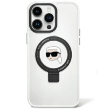 Telefoniümbris Karl Lagerfeld KLHMP15XHMRSKHH Ring Stand Karl Head MagSafe, Apple iPhone 15 Pro Max, valge