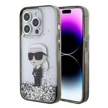 Telefoniümbris Karl Lagerfeld KLHCP15LLKKNSK Liquid Glitter Ikonik, Apple iPhone 15 Pro, läbipaistev