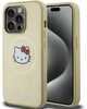 Telefoniümbris Hello Kitty Leather Kitty Head MagSafe HKHMP15LPGHCKD, Apple iPhone 15 Pro, kuldne