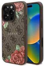 Telefoniümbris Guess GUHMP16LP4ROPEMCW 4G Flowers Print MagSafe, Apple iPhone 16 Pro 6.3, pruun