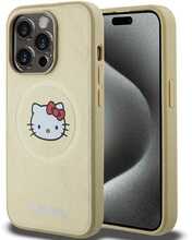 Telefoniümbris Hello Kitty Leather Kitty Head MagSafe HKHMP15LPGHCKD, Apple iPhone 15 Pro, kuldne