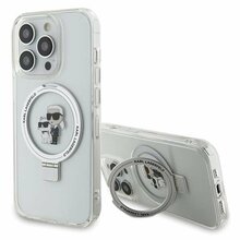 Telefoniümbris Karl Lagerfeld Ring Stand Karl&Choupette MagSafe KLHMP14LHMRSKCH, Apple iPhone 14 Pro, valge