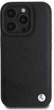 Telefoniümbris BMW Signature Leather Crossing Lines Pattern, Apple iPhone 16 Pro, must