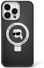 Telefoniümbris Karl Lagerfeld Ring Stand Karl Head MagSafe KLHMP15SHMRSKHK, Apple iPhone 15 6.1, must
