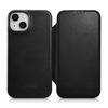 Telefoniümbris iCarer CE Oil Wax Premium Leather, Apple iPhone 14 Plus, klapiga MagSafe, must