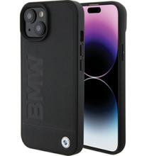 BMW Leather Hot Stamp BMHCP15MSLLBK ümbris, Apple iPhone 15 Plus, must