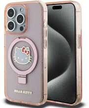 Telefoniümbris Hello Kitty Ring Stand Glitter Electrop Logo MagSafe HKHMP15XHRSGEP, Apple iPhone 15 Pro Max, roosa