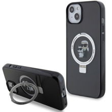 Telefoniümbris Karl Lagerfeld Ring Stand Karl&Choupette MagSafe KLHMP14SHMRSKCK, Apple iPhone 13/14/15, must