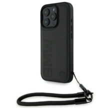 Telefoniümbris BMW Leather Signature, Apple iPhone 16 Pro, must