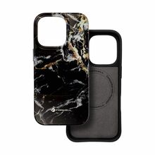 Telefoniümbris Forcell F-Protect Mirage, iPhone 16 Pro, MagSafe, must marmor