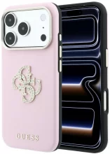 Guess Smooth & Big Strass Logo ümbris, iPhone 18 Pro / 17 Pro, roosa