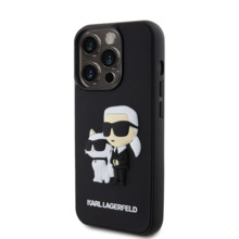 Telefoniümbris Karl Lagerfeld 3D Rubber Karl and Choupette KLHCP15L3DRKCNK, Apple iPhone 15 Pro, must