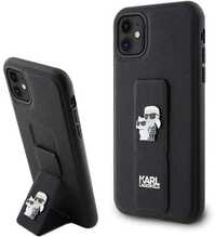 Telefoniümbris Karl Lagerfeld Gripstand Saffiano Karl&Choupette Pins KLHCN61GSAKCPK, Apple iPhone 11/XR, must
