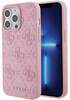 Guess GUHCP15LP4EPMP Leather 4G Stamped, Apple iPhone 15 Pro, roosa