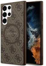Telefoniümbris Guess 4G Collection Leather Metal Logo MagSafe, Samsung Galaxy S24 Ultra, pruun