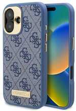 Telefoniümbris Guess 4G Logo Plate MagSafe, Apple iPhone 16, sinine