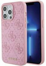 Guess GUHCP15LP4EPMP Leather 4G Stamped, Apple iPhone 15 Pro, roosa