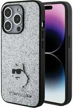 Telefoniümbris Karl Lagerfeld Fixed Glitter Choupette Logo Metal Pin KLHCP15XGCNPSG, Apple iPhone 15 Pro Max, hõbedane