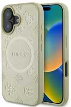 Telefoniümbris Guess Saffiano Peony Stamp MagSafe, Apple iPhone 16, kuldne