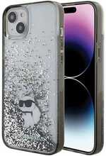 Karl Lagerfeld Liquid Glitter Choupette KLHCP15MLKCNSK ümbris, Apple iPhone 15 Plus, läbipaistev