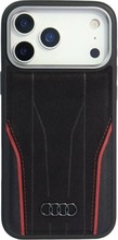 Audi R8 Genuine Leather MagSafe ümbris, Apple iPhone 17 Pro Max, must/punane