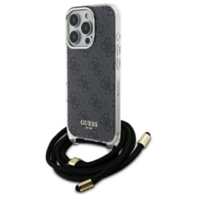 Telefoniümbris Guess GUHCP16LHC4SEK Crossbody Cord 4G Print, Apple iPhone 16 Pro, must