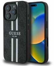 Telefoniümbris Guess 4G Printed Stripes MagSafe, Apple iPhone 16 Pro, must